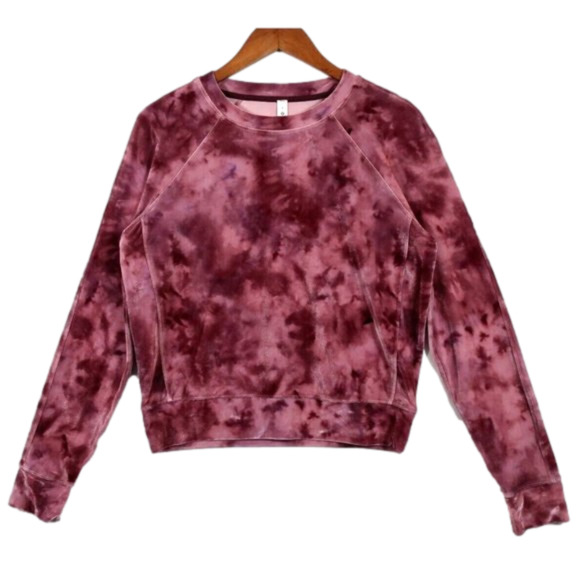 lululemon athletica Tops - Lululemon Pink Velour Warm Down Sweatshirt Interstellar Cassis Multi Tie Dye 8